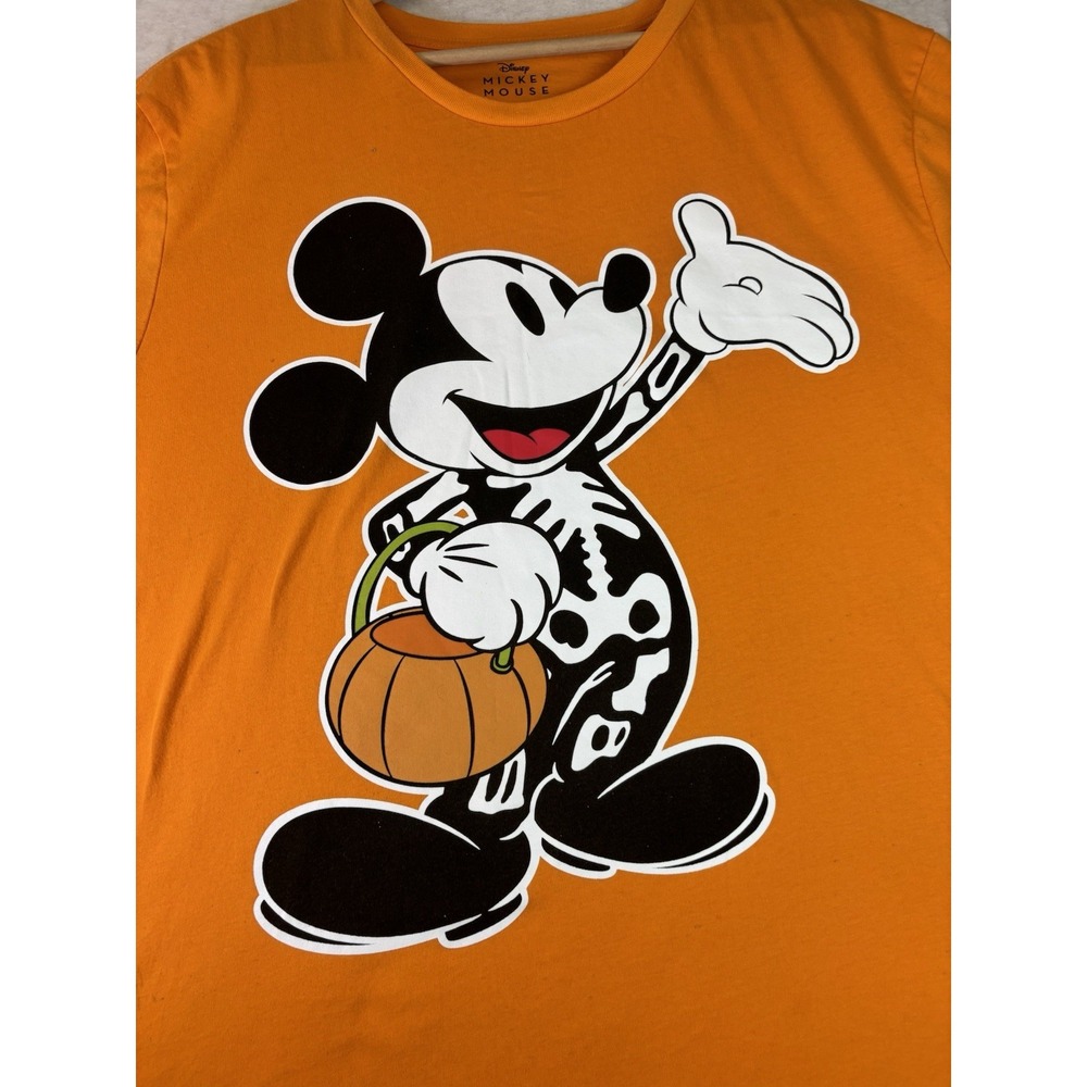 Disney's Mickey Mouse Orange Skeleton Halloween Pumpkin T-Shirt Size 3XL
